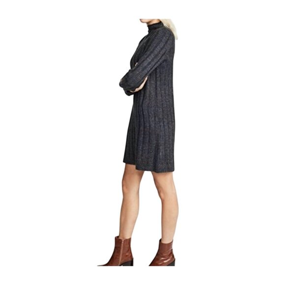Madewell Womens Ribbed Charcoal Mock Neck Sweater Dress Size XS - Picture 2 of 7